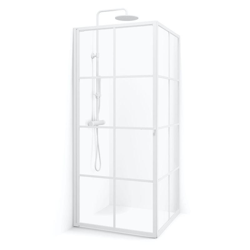 Brusehjørne Macro Design Empire Swing Sprosse Hvid Klart Glas