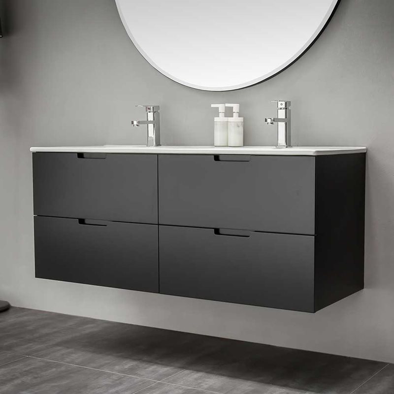 Vaskeskab Bathlife Glädje Sort Mat inkl.vask