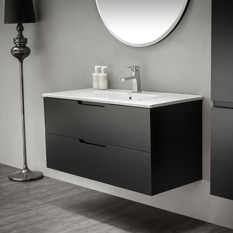 Vaskeskab Bathlife Glädje Sort Mat inkl.vask