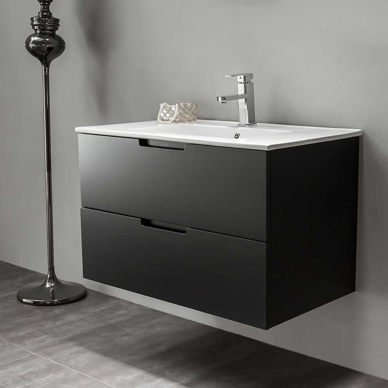 Vaskeskab Bathlife Glädje Sort Mat inkl.vask