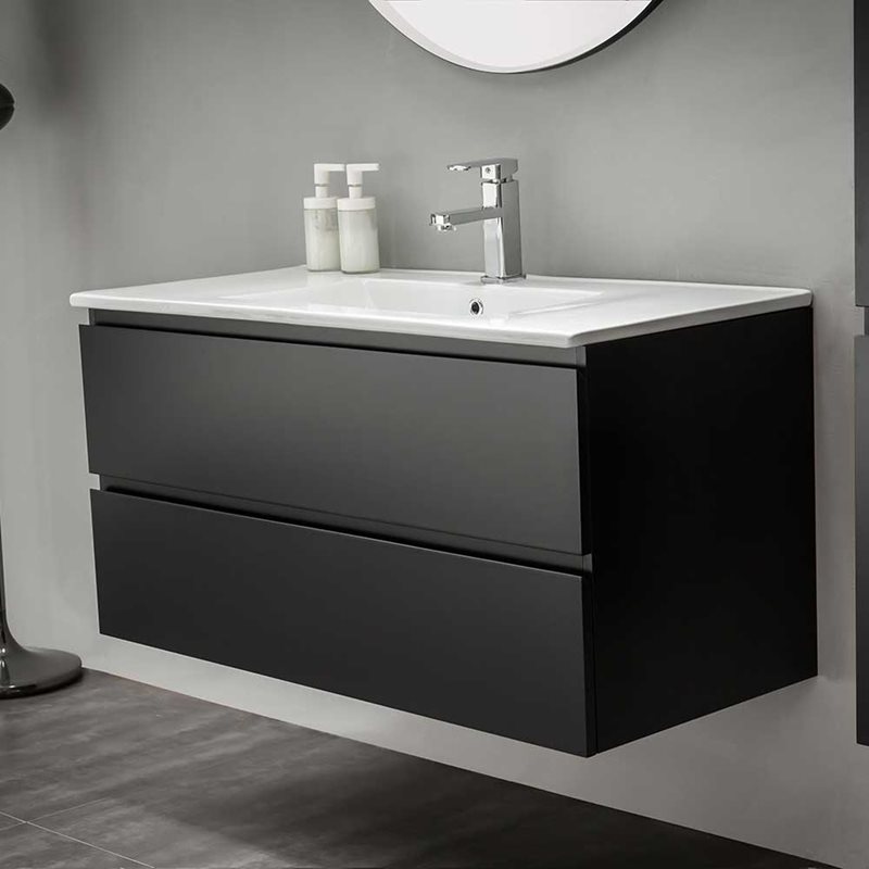 Vaskeskab Bathlife Eufori Sort med Vask