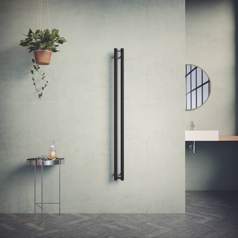 Håndklædetørre Nordhem Rosendal Mat Sort Vand & EL 120x1500 mm