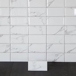Vægflise Arredo Metro Biselado Carrara Facetkant Hvid blank 10x20 cm