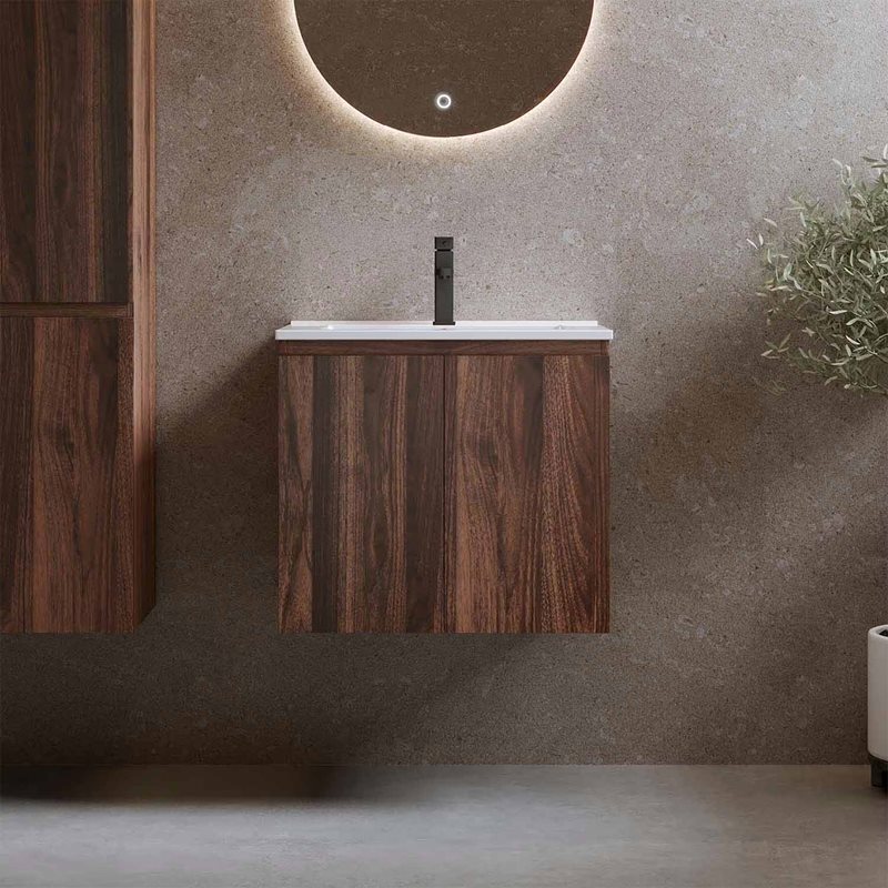 Vaskeskab Bathlife Smila Valnød med Håndvask