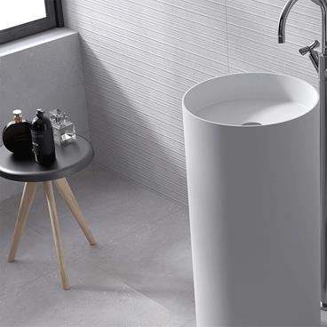 Tvättställ Lavabo Como 23015 Solid Surface Ø390 mm Mattvit