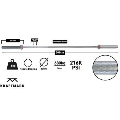 Kraftmark Internationell Skivstång 50 mm CF 15 kg 3.0, Skivstång
