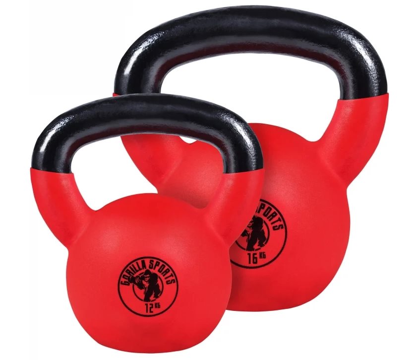 Gorilla Sports Kettlebell pakke Vinyl - 12kg 16kg, Pakke Kettlebell
