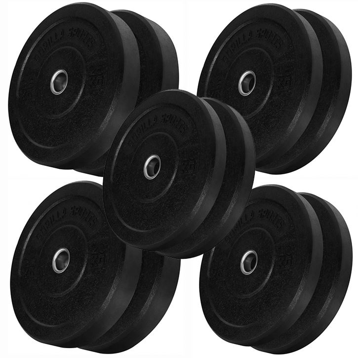 Gorilla Sports Bumper Plates HiTemp Paket 51 mm 5 kg (Par), Viktskivor bumper