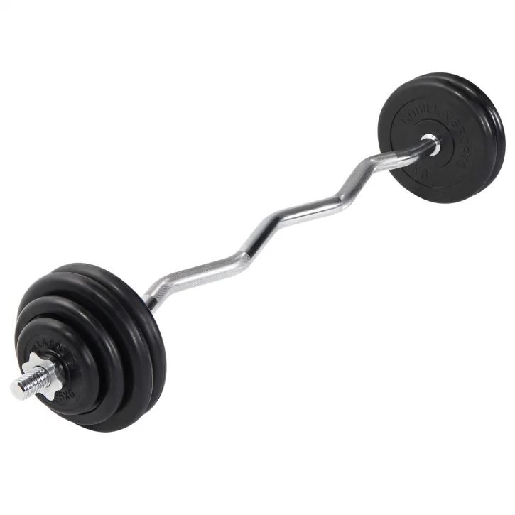 Gorilla Sports Curlst&aring;ng Gummi - 35 kg, Skivst&aring;ngsset gummerade