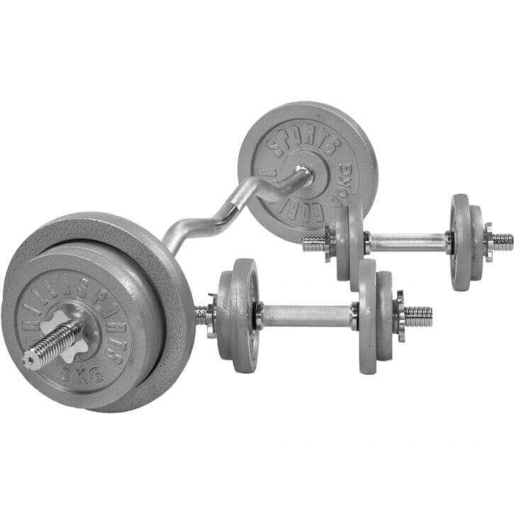 Gorilla Sports Curlst&aring;ng Hantlar IRON - 70 kg, Skivst&aring;ngsset j&auml;rn