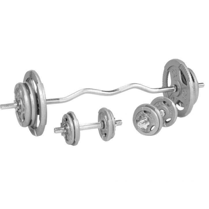 Gorilla Sports Curlst&aring;ng Hantlar TRIGRIP Gjutj&auml;rn - 70 kg, Skivst&aring;ngsset j&auml;rn