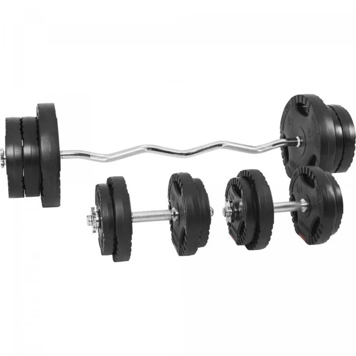 Gorilla Sports Curlst&aring;ng Hantlar PRO Trigrip - 70 kg, Skivst&aring;ngsset plast