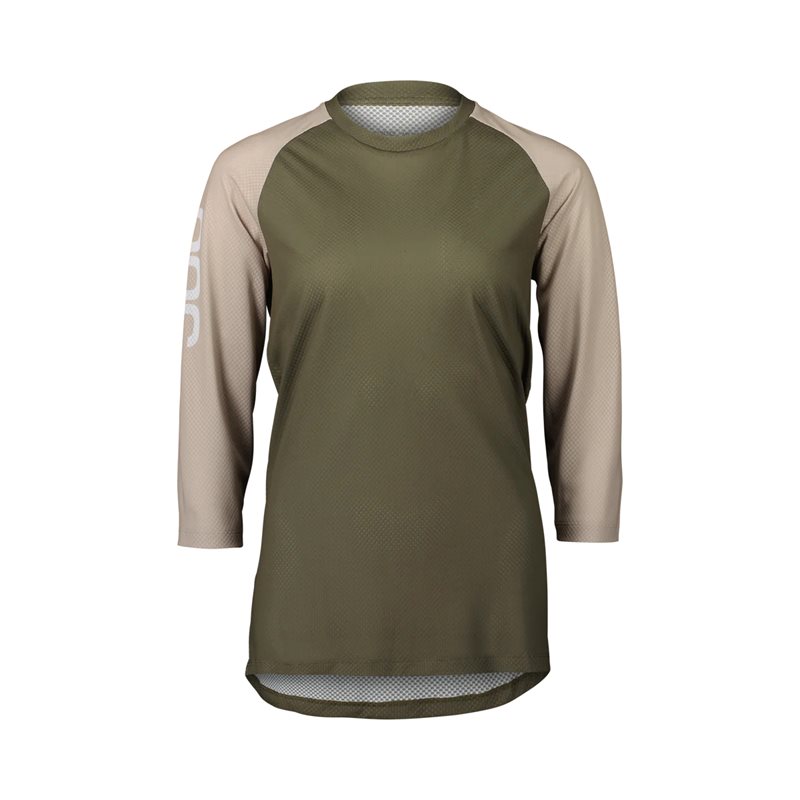 POC W’s MTB Pure 3/4 Jersey Epidote Green/Light Sandstone Beige