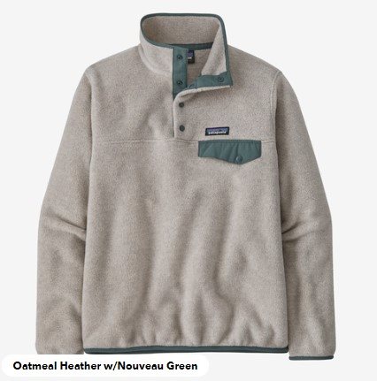 Patagonia W’s LW Synch Snap-TP/O Oatmeal Heather W/Nouveau Green