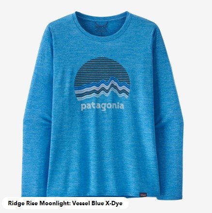 Patagonia W’s L/S Cap Cool Daily Graphic Shirten Ridge Rise Moonlight: Vessel Blue X