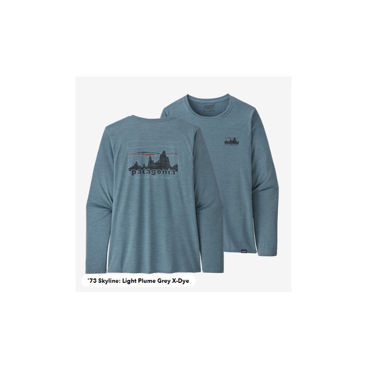 Patagonia W's L/S Cap Cool Daily Graphic Shirt '73 Skyline: Light Plume Grey X-Dye