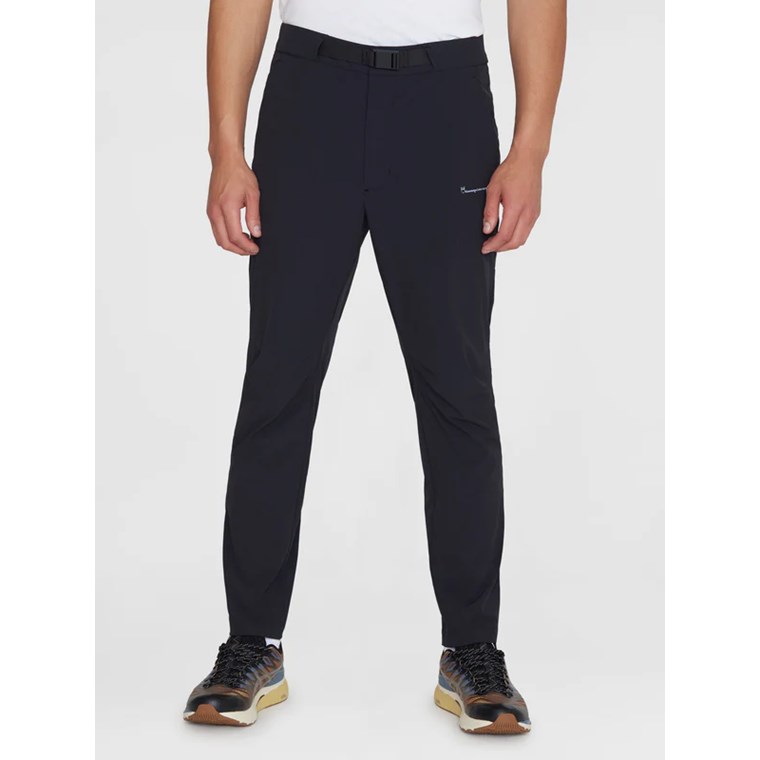 KnowledgeCotton Apparel Tim Tapered Elastic Waist String Pants Black Jet