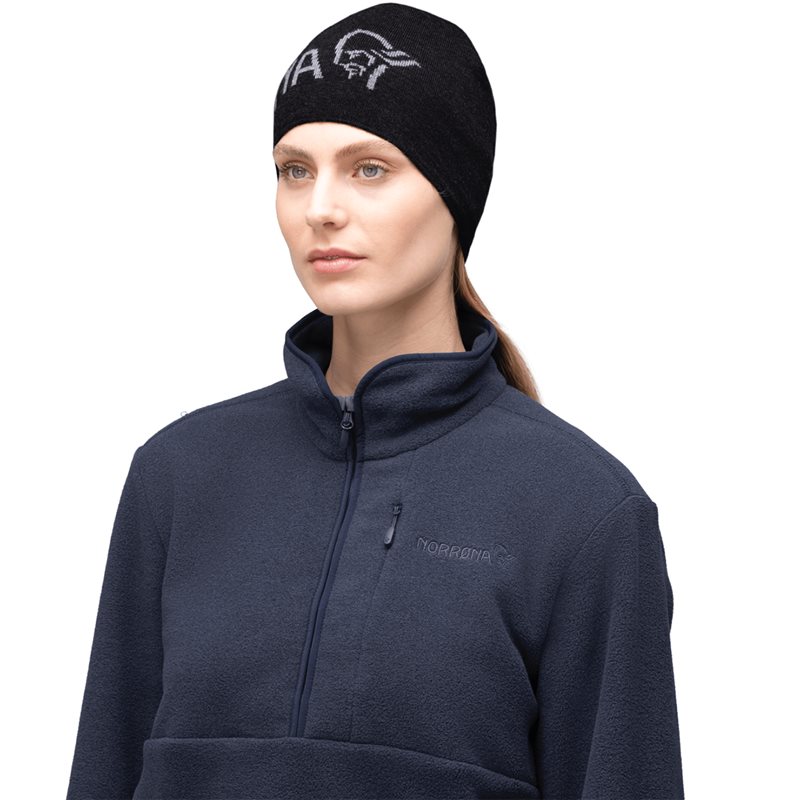 Norrøna /29 Light Merinoull Logo Beanie Caviar Melange