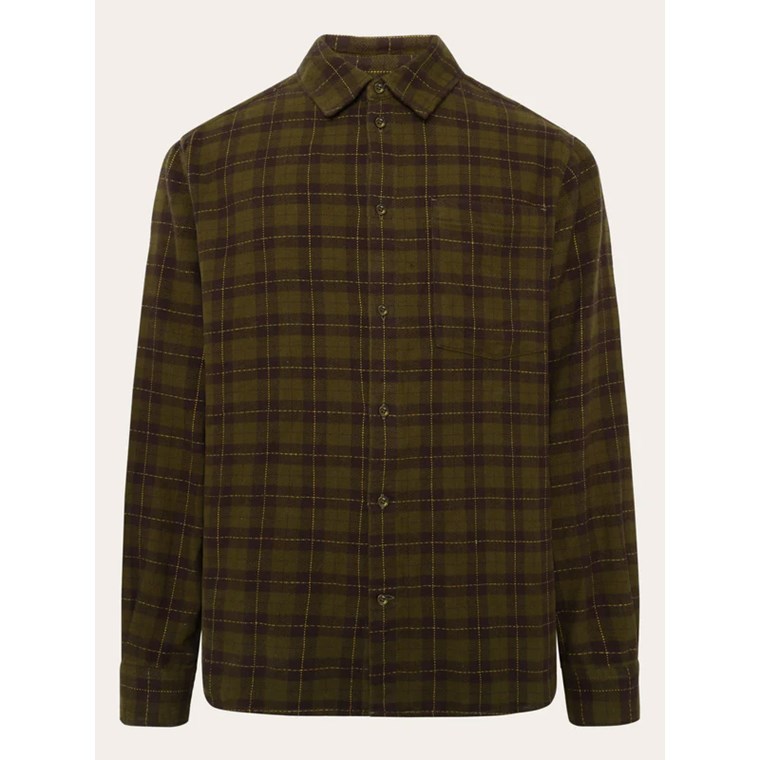 KnowledgeCotton Apparel Loose Fit CheckeredShirt Green Check