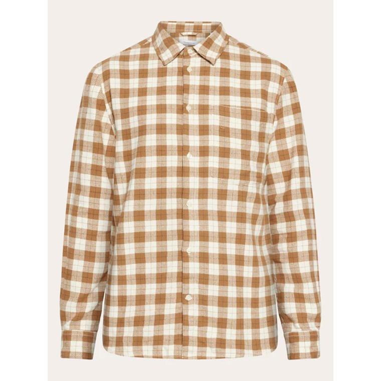 KnowledgeCotton Apparel Loose Fit Checkered Shirt Beige Check