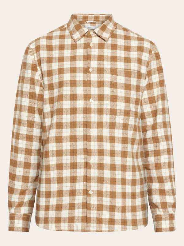 KnowledgeCotton Apparel Loose Fit CheckeredShirt Beige Check