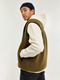 KnowledgeCotton Apparel Teddy Fleece Vest Dark Olive