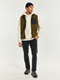 KnowledgeCotton Apparel Teddy Fleece Vest Dark Olive