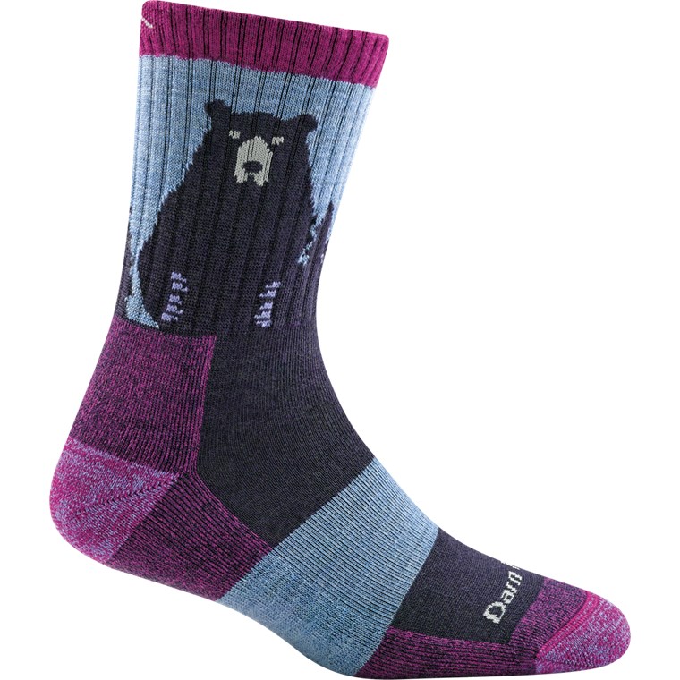 Darn Tough Bear Town Micro Crew Light Cushion Socks Women Purple