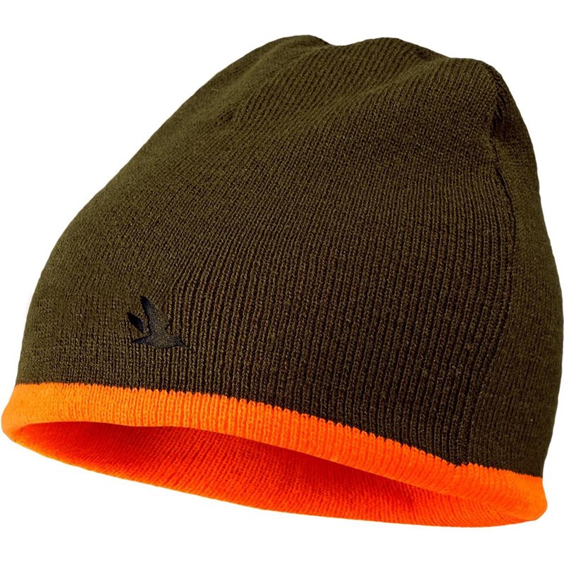 Seeland Ian Reversible beanie huva Hi-Vis Orange/Pine Green