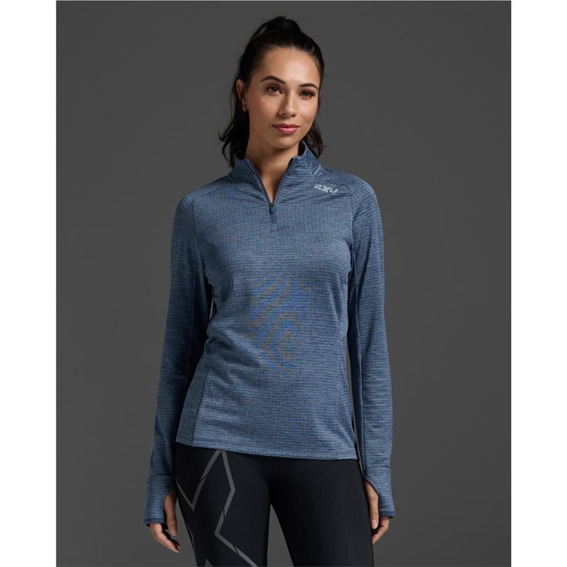 2XU Ignition 1/4 Zip en Indigo/Halogen Reflective
