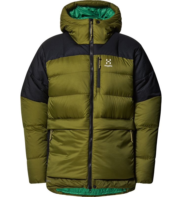 Haglöfs Riksgränsen Down 850 Hood Men Olive Green/True Black