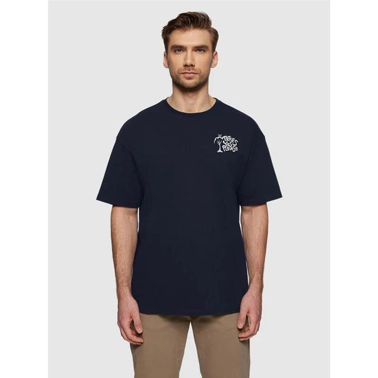 KnowledgeCotton Apparel Loose Fit Print T-Shirt Night Sky