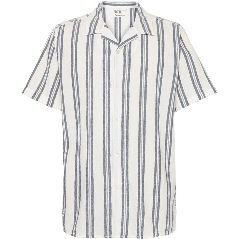 KnowledgeCotton Apparel Box Sl Striped Cotton Shirt Blue Stripe