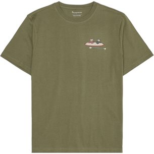 KnowledgeCotton Apparel Regular Sl Heavy Single Jersey Printed T-Shirt Burned Olive