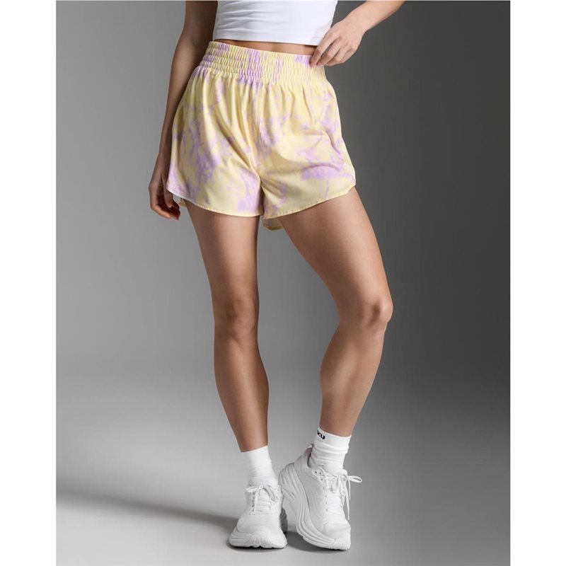 Produktfoto för 2XU Aero Hi-Rise 4 InchShorts Pixel Lemon/White Reflective