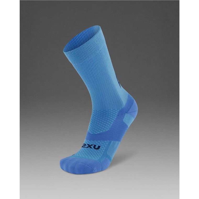 2XU Vectr Light CushionCrew Socks Azure Blue/Surf