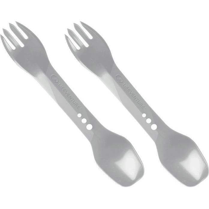 Lifeventure Ellipse Spork, 2-Pack Light Grey