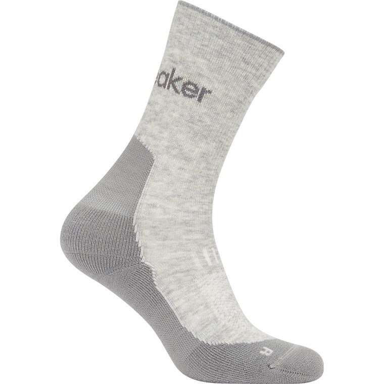 Icebreaker Women Merino Hike+ Light Crew Blizzard Hthr/Alloy