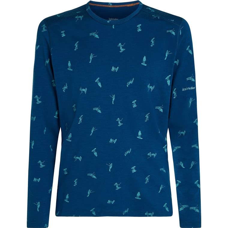 Icebreaker Men Merino 200 Oasis LS Crewe Snow Day AOP Atlantis/Topaz/Aop