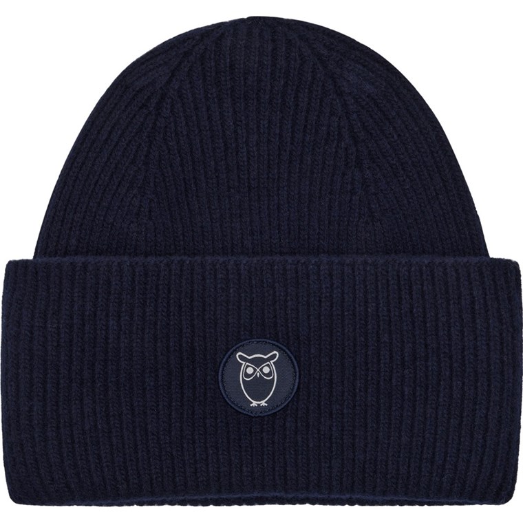 KnowledgeCotton Apparel Wool badge beanie Total Eclipse
