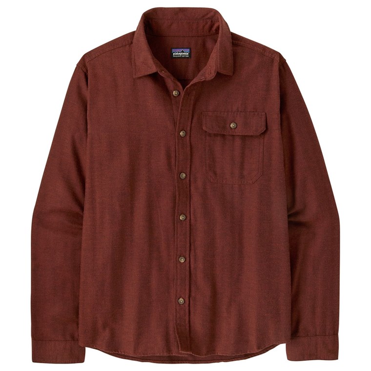 Patagonia M's L/S LW Fjord Flannel Shirt Mirror Weave: Rusty Red