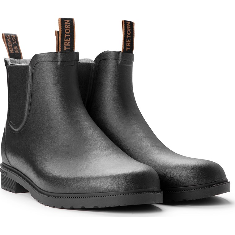 Tretorn Chelsea Classic Wool Rubber Boots Black