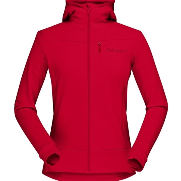 Norröna Falketind Warmwool2 Stretch Zip Hood W’s Jester Red