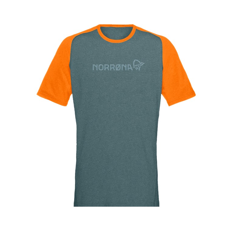 Norrøna Fjørå Equaliser Lightweight T-Shirt (m) North Atlantic/Orange Popsicle