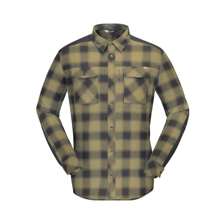 Norrøna Svalbard Flannel Shirt M's Olive Drab/Slate Grey