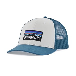 Patagonia P-6 Logo LoPro Trucker Hat White W/Wavy Blue