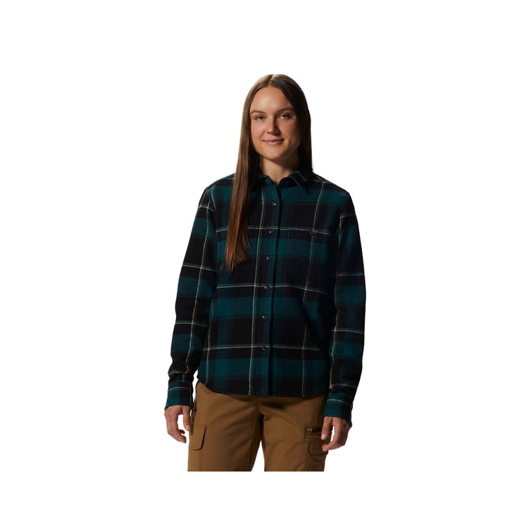 Mountain Hardwear PlusherT Long Sleeve Shirt Women Dark Marsh Tartan Plaid