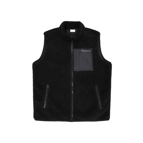 KnowledgeCotton Apparel Teddy Fleece Vest – Grs/Vegan Black Jet