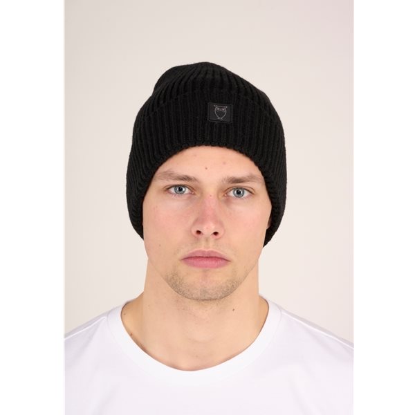 KnowledgeCotton Apparel Organic Wool Rib Beanie – Gots Black Jet