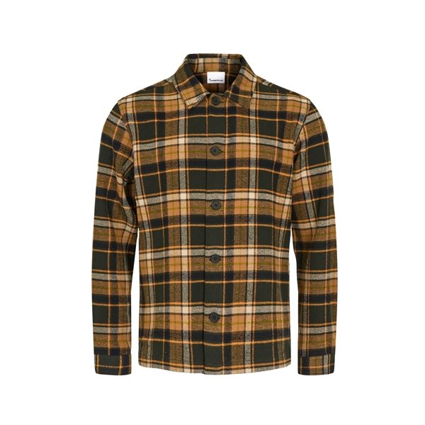 KnowledgeCotton Apparel Big Checked Heavy Flannel Overshirt – Gots/Vegan Forrest Night